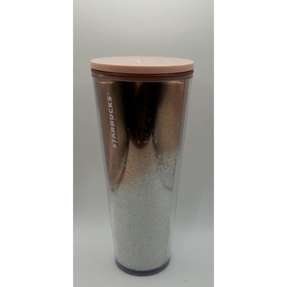 Starbucks 2019 Holiday Cascading Tumbler Mirror Glitter Rose Gold Cup NO STRAW